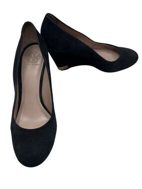 Tory Burch Black Suede Wedge Pumps size 6.5